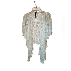 Kay Celine White Lace Shrug Boho Romantic Sheer Cover Ladies Small Fairycore